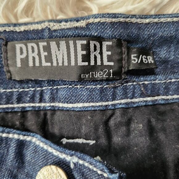 Premiere Rue 21 Denim Jeans Dark Stone Wash Sequin Rhinestones - Picture 12 of 13